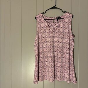 New Directions Pink Geometric Sleeveless Blouse